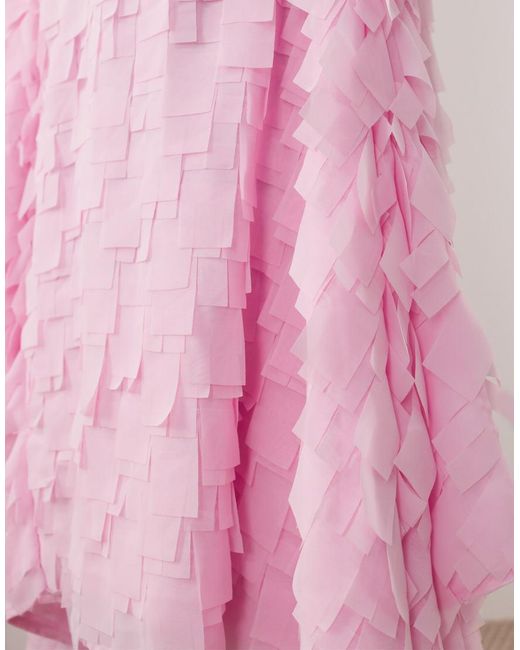 ARRANGE Pink Textured Square Cut Maxi Dress