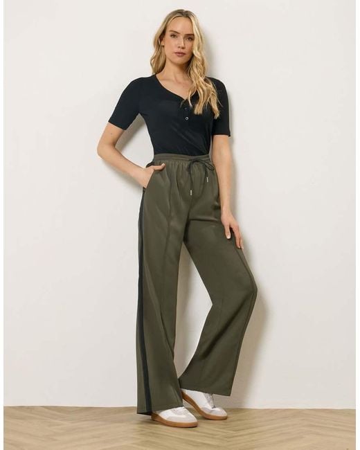 Long Tall Sally Green Side Stripe Wide Leg Trousers