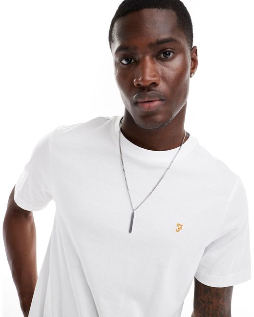 Danny - t-shirt en coton Farah pour homme en coloris White