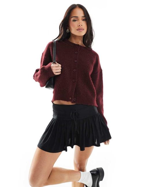ASOS Red Deep Waistband Low Rise Micro Mini Skort