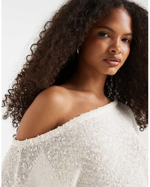 ASOS White Textured Knit Sheer Poncho
