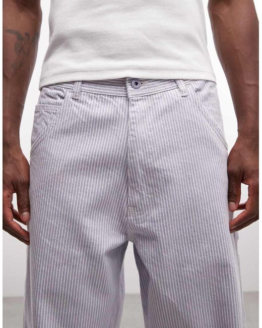 Stan Ray White Hickory Stripe Denim Relaxed Fit Jeans for men