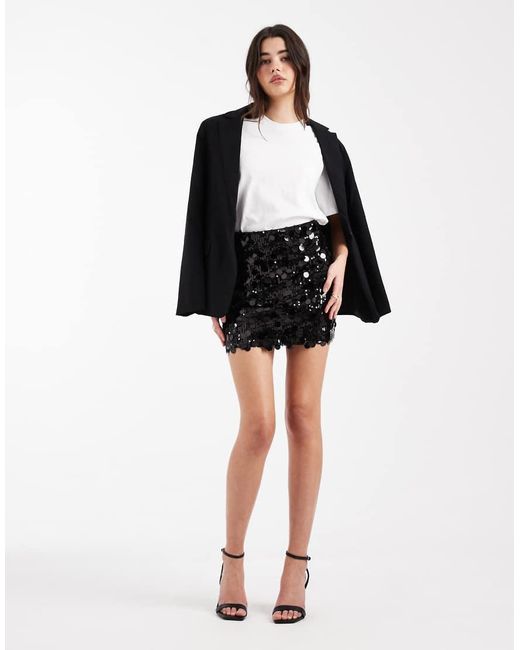 ASOS Black Mixed Sequin Mini Skirt
