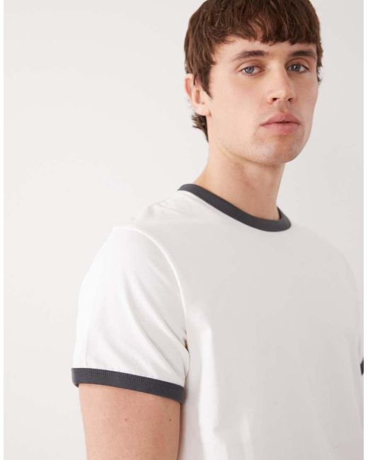 Weekday White Ringer T-shirt for men