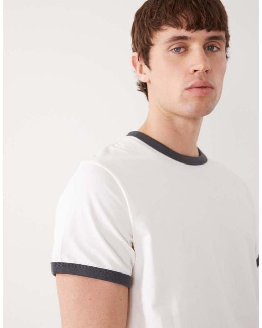 Weekday White Ringer T-shirt for men