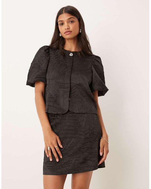 Y.A.S Natural Jacquard Mini Skirt Co-ord