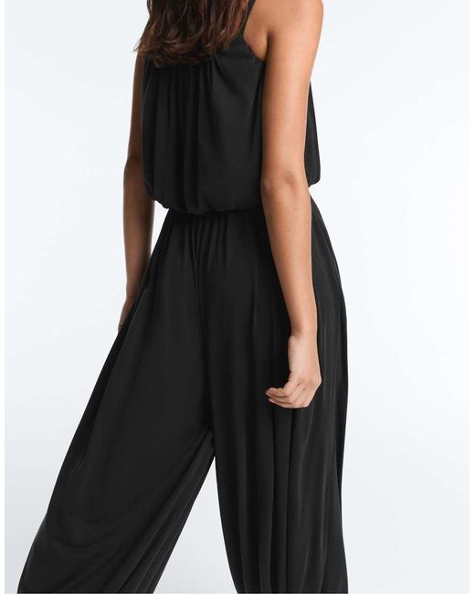 Oysho Black Modal Blend Balloon Trousers