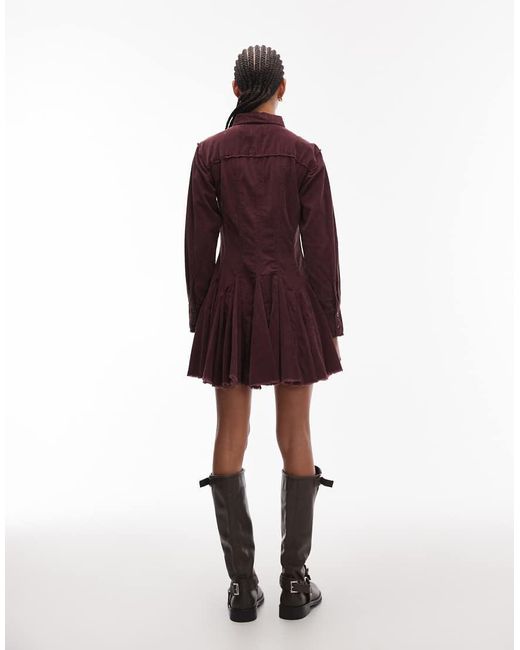 ASOS Purple Cord Shirt Dress With Nipped