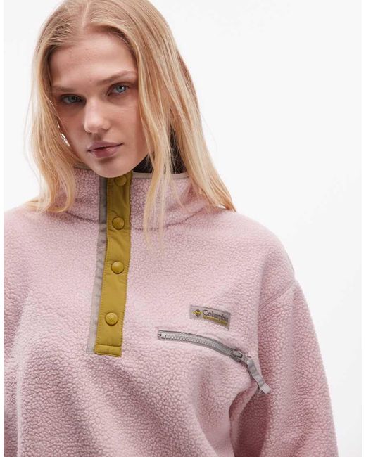 Columbia Pink Helvetia Ii Cropped Half Snap Fleece