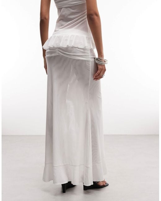 I.AM.GIA Emilia Mesh Ruched Tie Waist Ruffle Thigh Split Maxi Skirt Co ...