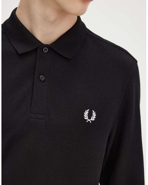 Fred Perry Blue Long Sleeve Polo Shirt for men