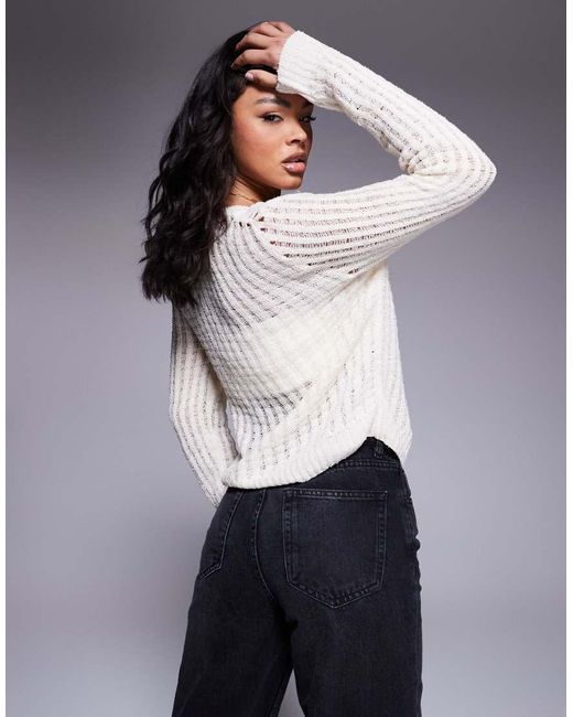 ASOS Opengewerkt Gebreid Vest in het White