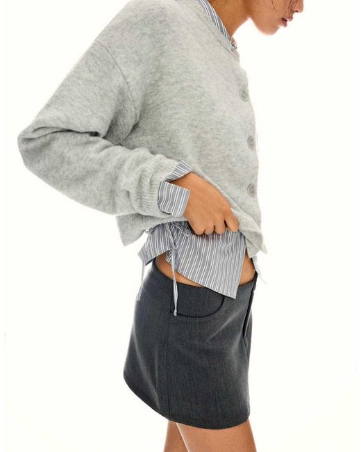 Bershka Gray Buttoned Cardigan