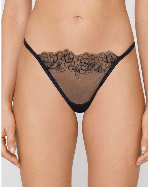 Tezenis Brown Fleur Noir Tanga Panel G-String