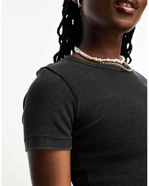JJXX Black Frankie Ribbed T-shirt