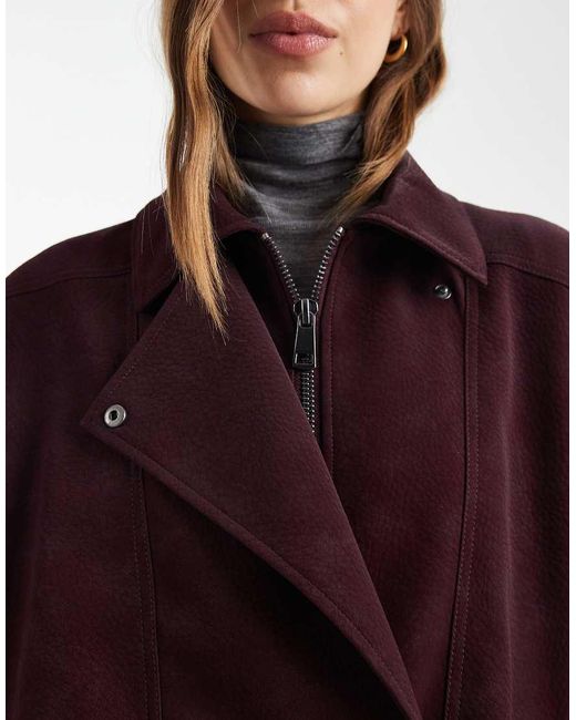 ASOS Purple Slouchy Leather Look Oversized Biker Jacket