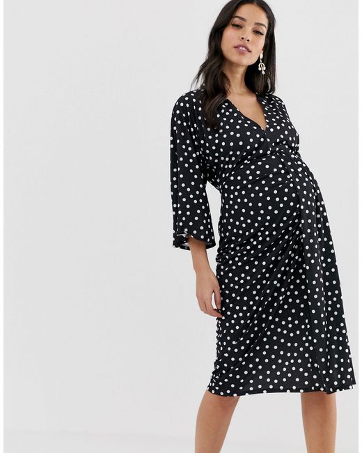 spot print midi dress