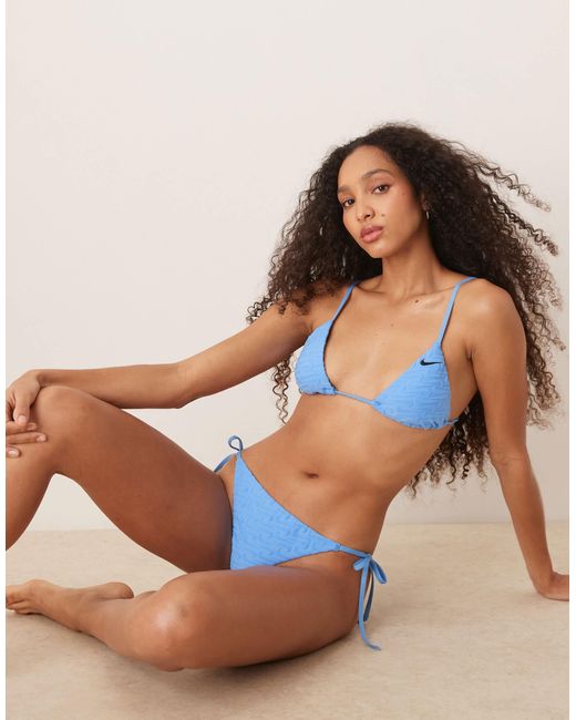 Nike Blue Nike Terry Triangle Bikini Top