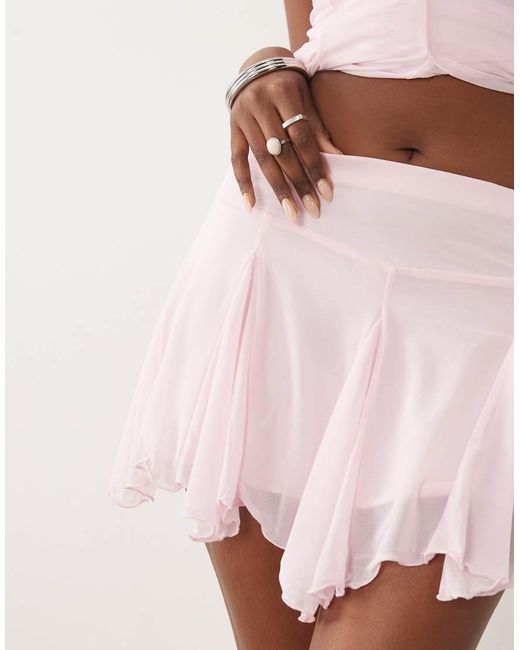 Missy Empire Pink Soft Chiffon Godet Hem Mini Skirt Co-Ord