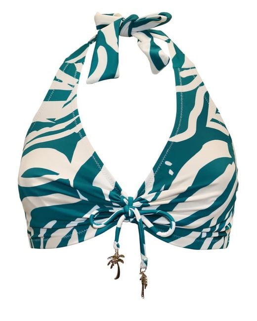 Pour Moi Blue Madrid Underwired Halter Bikini Top