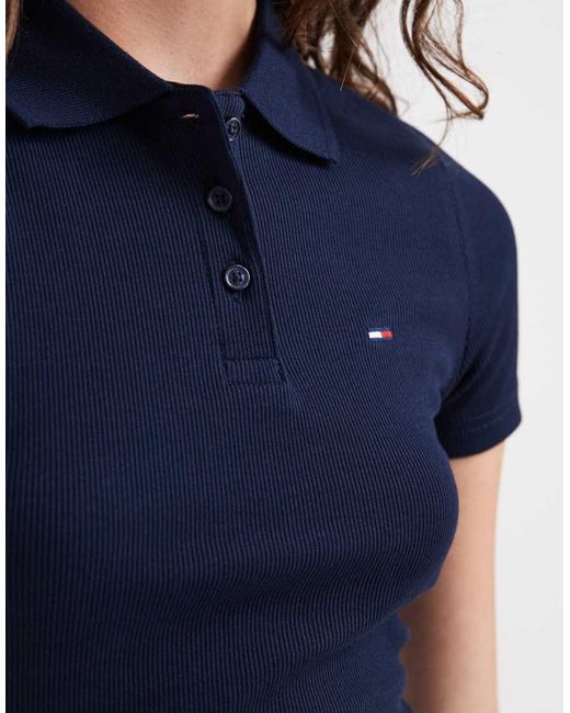 Tommy Hilfiger Blue Slim Fit Rib Polo Shirt