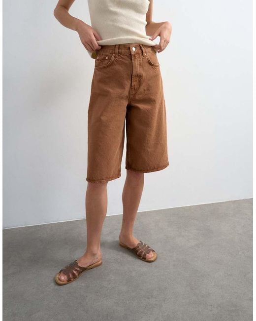 TOPSHOP White Denim Bermuda Shorts