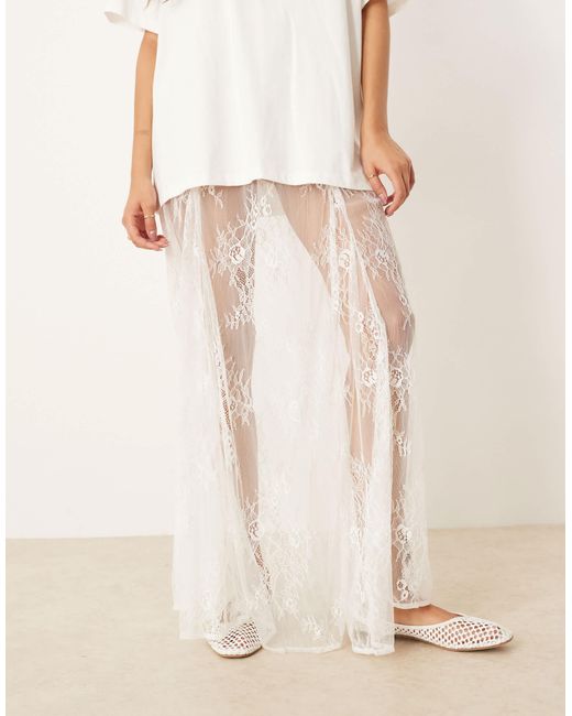 ASOS Natural – spitzen-maxirock