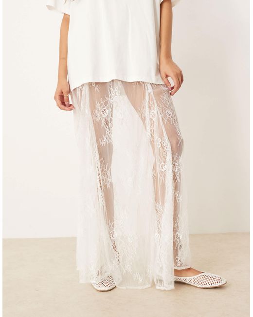 ASOS Natural – spitzen-maxirock
