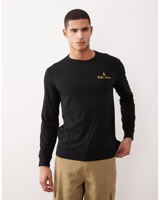 Polo Ralph Lauren Black Script Icon Logo Long Sleeve T-shirt for men