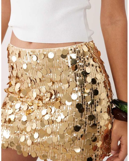 ASOS Natural Mixed Sequin Mini Skirt