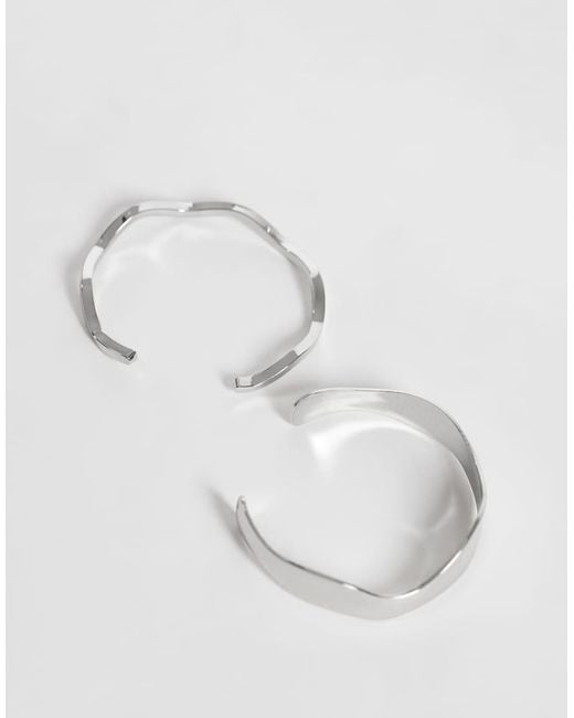 ASOS Gray Pack Of 2 Simple Cuff Bracelets