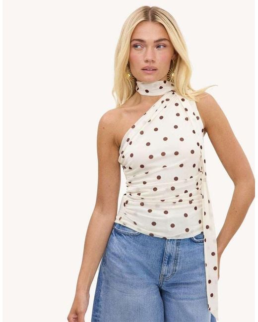 Loavies Blue Painted Skies Off- Top With Polka Dots