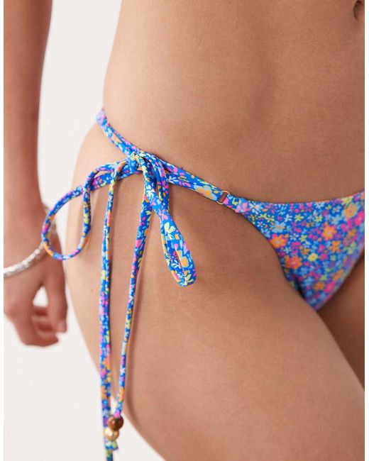 Kulani Kinis Blue Electric Bloom Tie Side Bikini Bottom