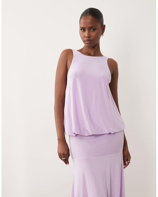 ASOS Pink Slinky Floor Length Maxi Dress With Drop Waist
