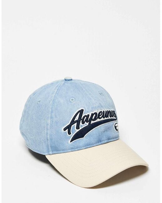 Aape By A Bathing Ape Blue Aape By A Bathing Ape Collegiate Cap for men