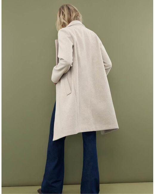 Stradivarius Natural Button Through Midi Coat