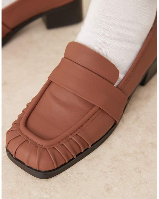 Raid Wide Fit Brown Aarvi Square Toe Loafers