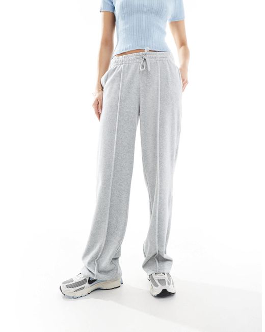 Stradivarius White Velour Seam Front jogger