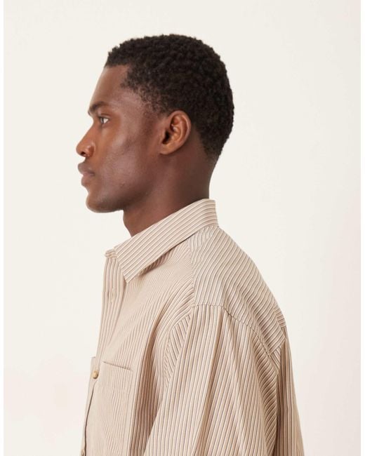ASOS – oversize-hemd mit beigem karomuster in Natural für Herren