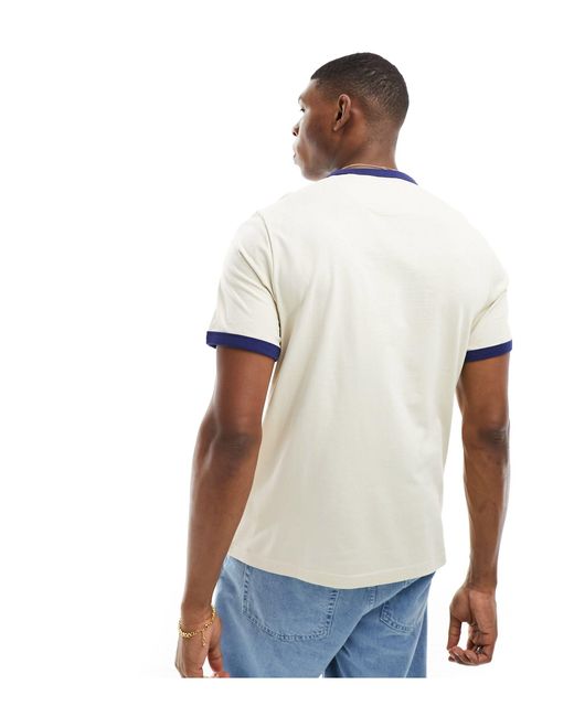 Farah White Cotton Ringer Detail T-shirt for men