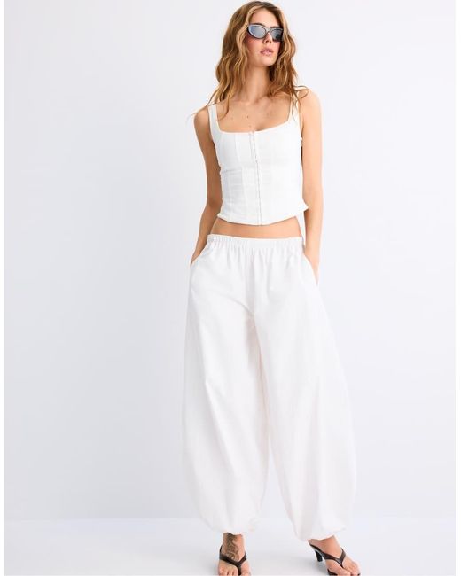 Stradivarius White Corset Top With Straps