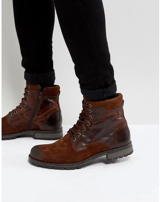 Jack & Jones Leather Boots in Brown for Men | Lyst