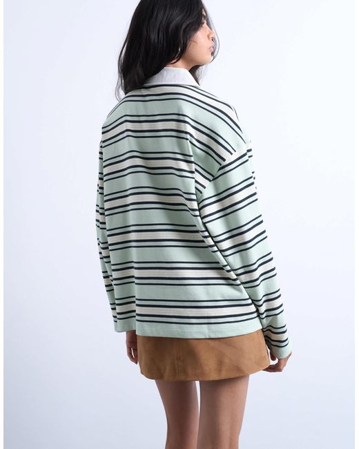 TOPSHOP Gray – langärmliges rugby-polohemd aus jersey