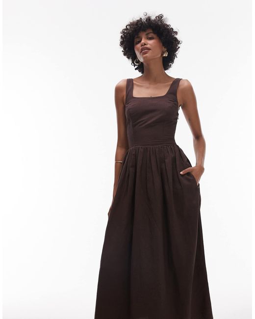 & Other Stories White Midaxi Dress With Fitted Bodice And Volume Hem