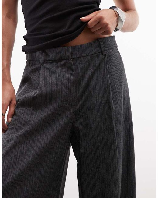 Weekday Black Dara Low Waist Wide Leg Trousers With Front Pleats