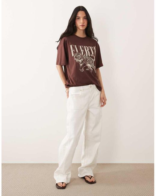 ASOS Brown Oversized T-shirt With Tiger Graphic