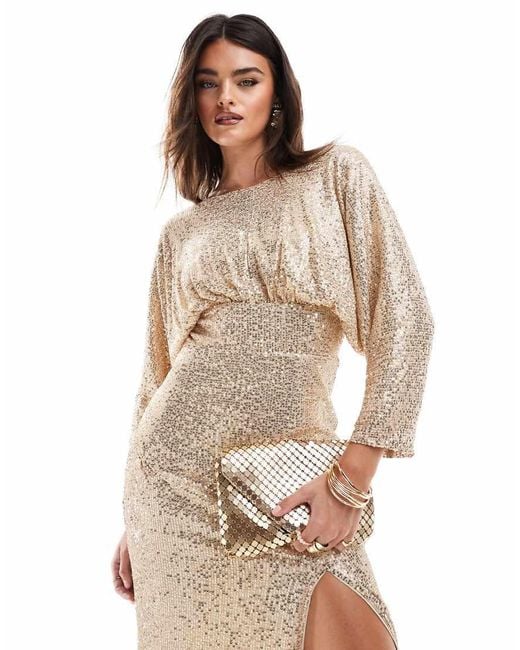 TFNC London White Sequin Kimono Top Maxi Dress