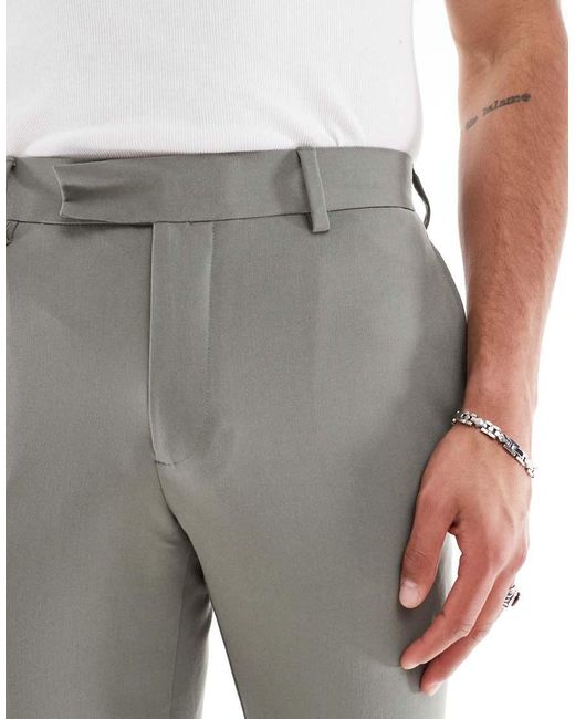 ASOS Gray Four Way Stretch Skinny Suit Trousers for men