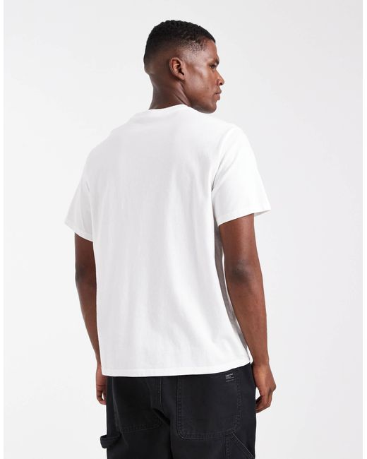 Levi's White Distressed Serif Logo Relaxed Fit T-shirt for men