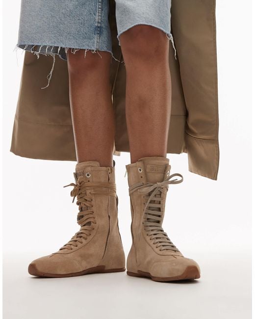Bronx Brown Lace-up Boxing Boots